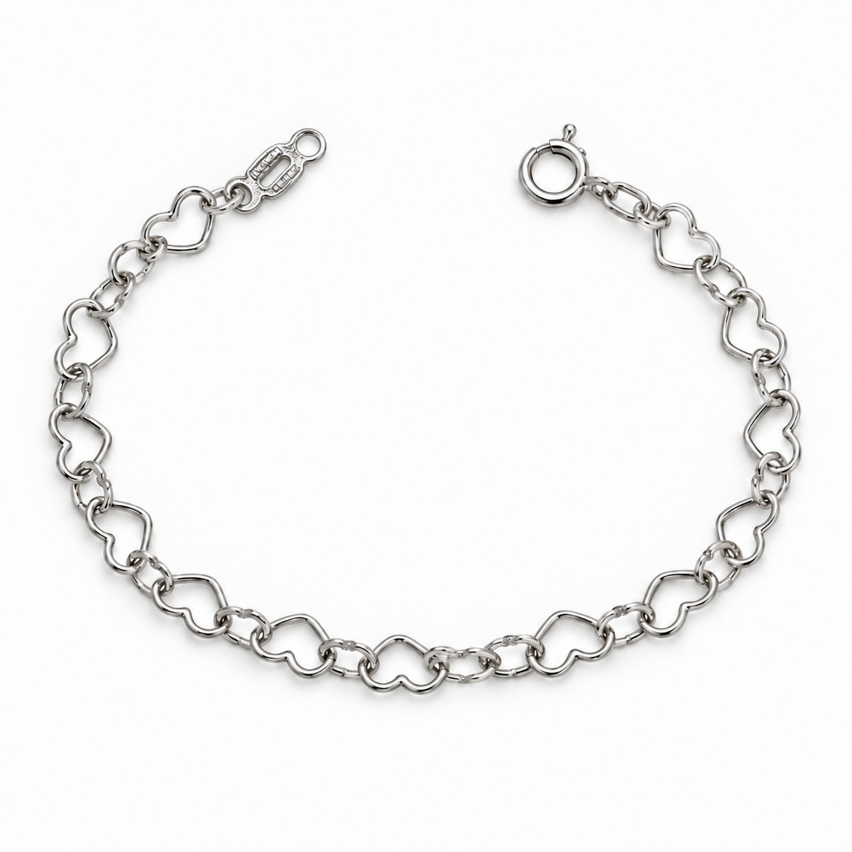 Vista principal de pulsera de eslabones corazón